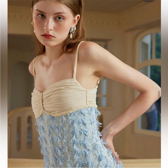 Lacemade Dresses & Skirts - LaceMade Light Blue and Cream Dress - WORN ONCE